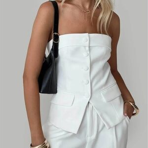 Princess Polly White Sleeveless Bustier Blouse